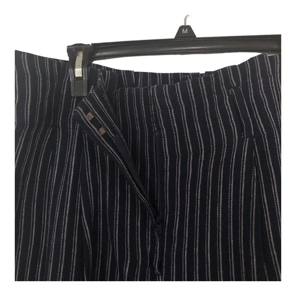 J. Crew Point Sur Pleated Front Pinstripe Dress Pants Black Women's Size 14 - Picture 4 of 7